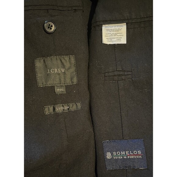 J. CREW SOMELOS Black Ludlow Cotton Linen Unstructured Men's Blazer Size 40L - Picture 7 of 10